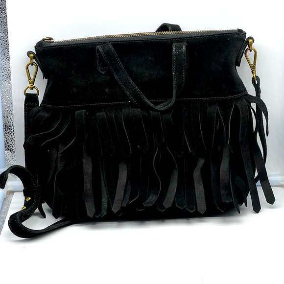 Madewell Handbags - MADEWELL black suede shoulder bag style F5795